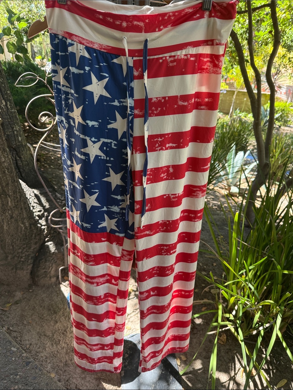 Source Unknown American Flag Print Lounge Pants - Red, Blue & White